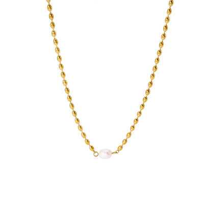 Lady Pearl Stainless Steel Plating 18k Gold Plated Necklace