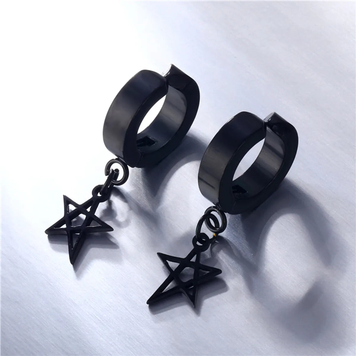 1 Piece Lady Pentagram Titanium Steel Plating Hollow Out Drop Earrings