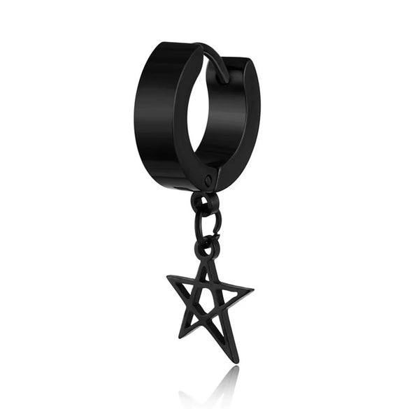 1 Piece Lady Pentagram Titanium Steel Plating Hollow Out Drop Earrings