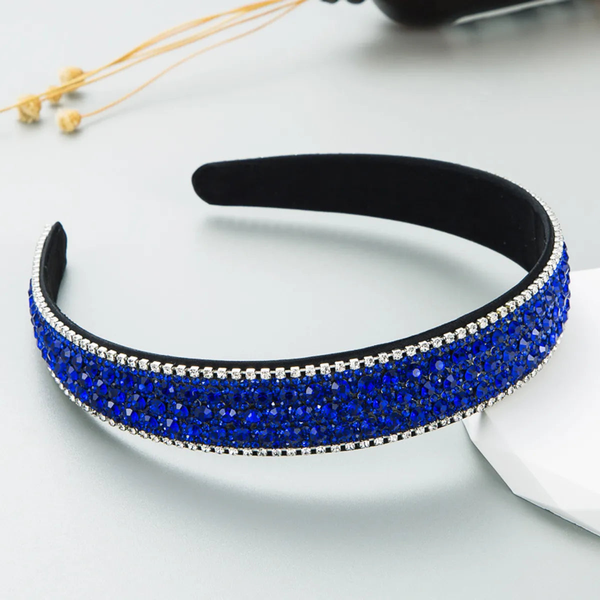 Lady Plaid Cloth Diamond Rhinestones Hair Band 1 Piece