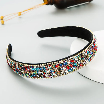 Women'S Lady Plaid Cloth Diamond Rhinestones Hair Band