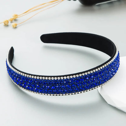 Women'S Lady Plaid Cloth Diamond Rhinestones Hair Band