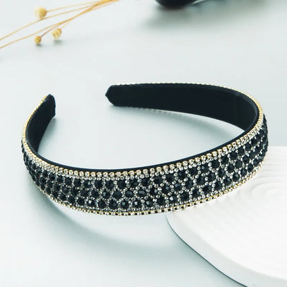 Women'S Lady Plaid Cloth Diamond Rhinestones Hair Band