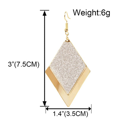 1 Pair Lady Rhombus Mesh Alloy Drop Earrings