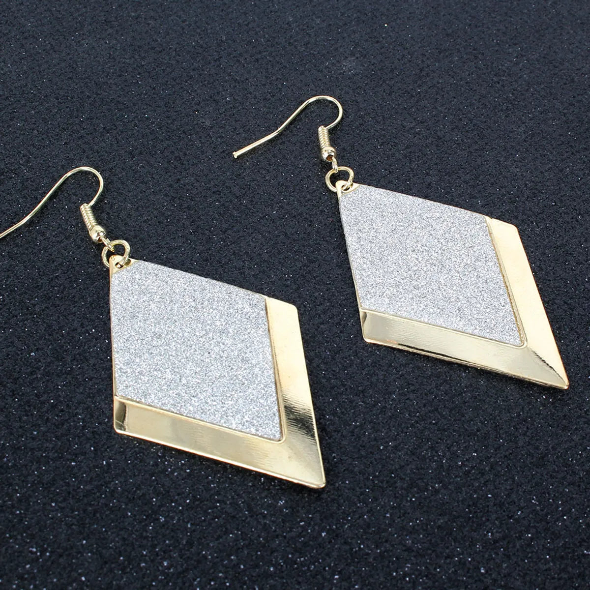 1 Pair Lady Rhombus Mesh Alloy Drop Earrings