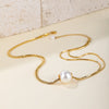 Wholesale Jewelry Lady Romantic Round 304 Stainless Steel Titanium Steel Artificial Pearls Plating Pendant Necklace