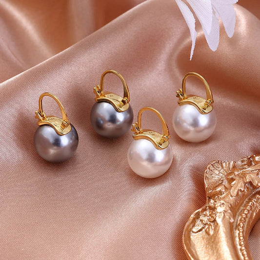 Lady Round Imitation Pearl Women'S Earrings 1 Pair