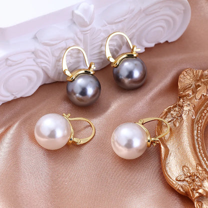 Lady Round Imitation Pearl Women'S Earrings 1 Pair