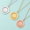 Wholesale Jewelry Round Customization Laser Engraving Stainless Steel 18K Gold Plated Pendant Necklace