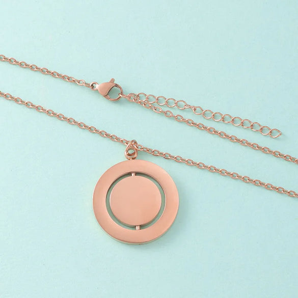 Wholesale Jewelry Round Customization Laser Engraving Stainless Steel 18K Gold Plated Pendant Necklace