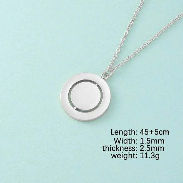 Wholesale Jewelry Round Customization Laser Engraving Stainless Steel 18K Gold Plated Pendant Necklace