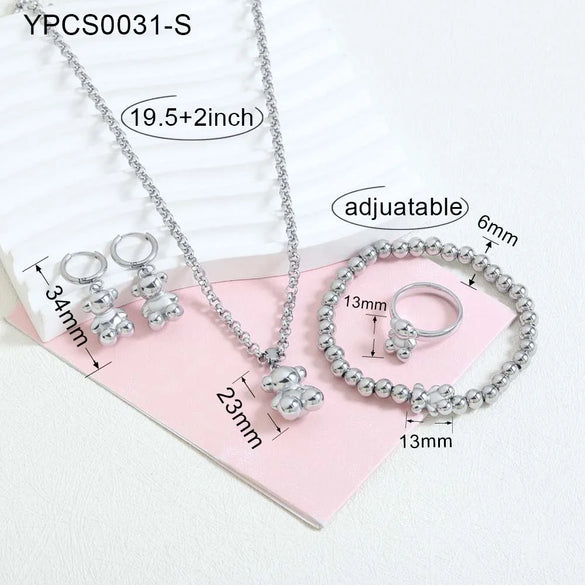 Wholesale Jewelry Lady Round 304 Stainless Steel 18K Gold Plated Plating Earrings Necklace