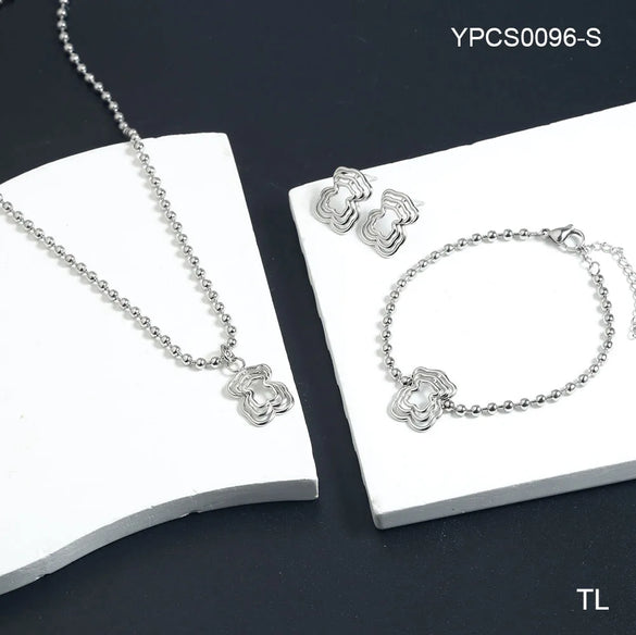 Wholesale Jewelry Lady Round 304 Stainless Steel 18K Gold Plated Plating Earrings Necklace