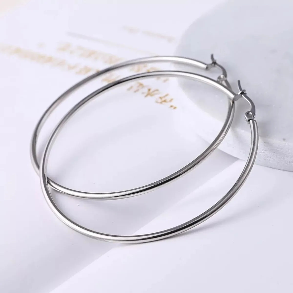 1 Pair Lady Round Plating Stainless Steel Earrings