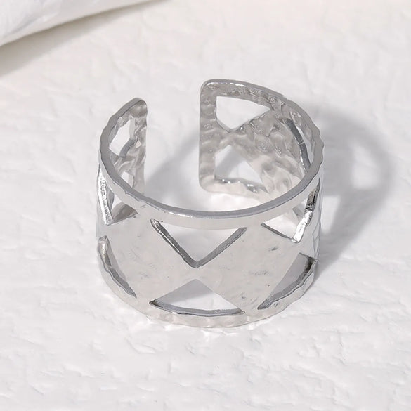 Lady Round Stainless Steel Plating Open Rings