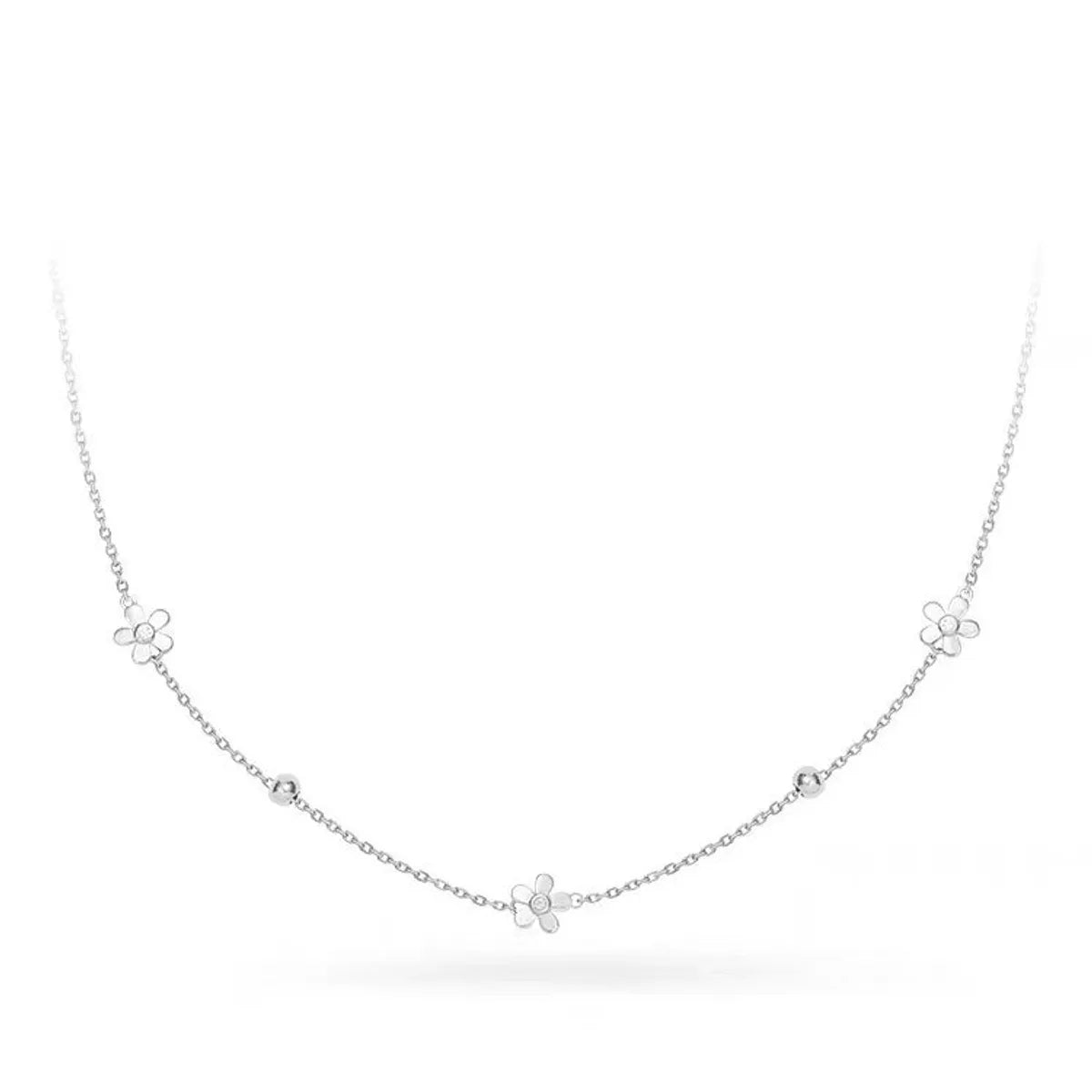 Lady Simple Style Flower Sterling Silver Plating Necklace