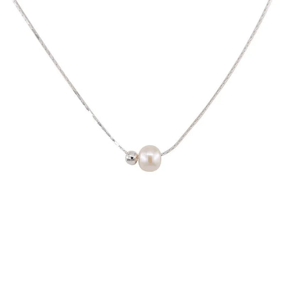 Lady Simple Style Geometric Freshwater Pearl Sterling Silver Necklace In Bulk