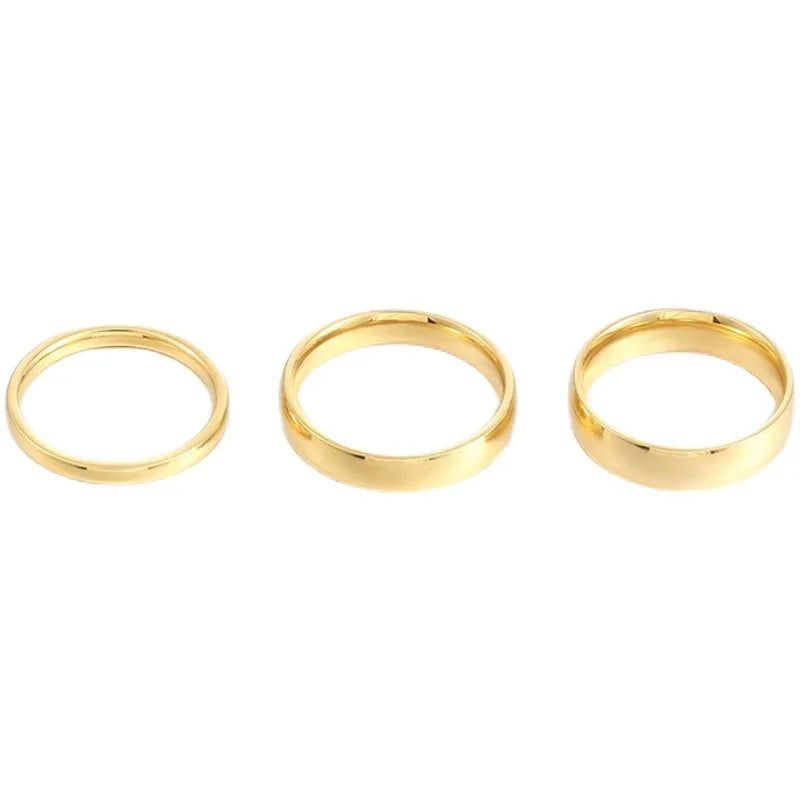 Lady Simple Style Round Titanium Steel Plating 18k Gold Plated Rings