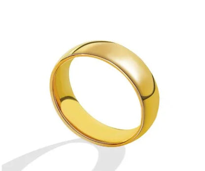 Lady Simple Style Round Titanium Steel Plating 18k Gold Plated Rings