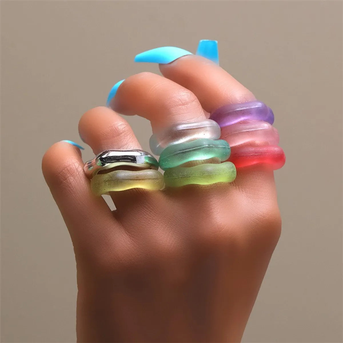 Lady Simple Style Solid Color Arylic Resin Wholesale Rings