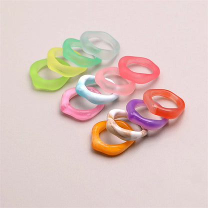 Lady Simple Style Solid Color Arylic Resin Wholesale Rings