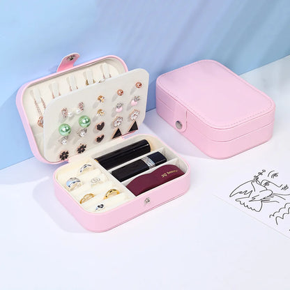 Lady Simple Style Solid Color Pu Leather Jewelry Boxes