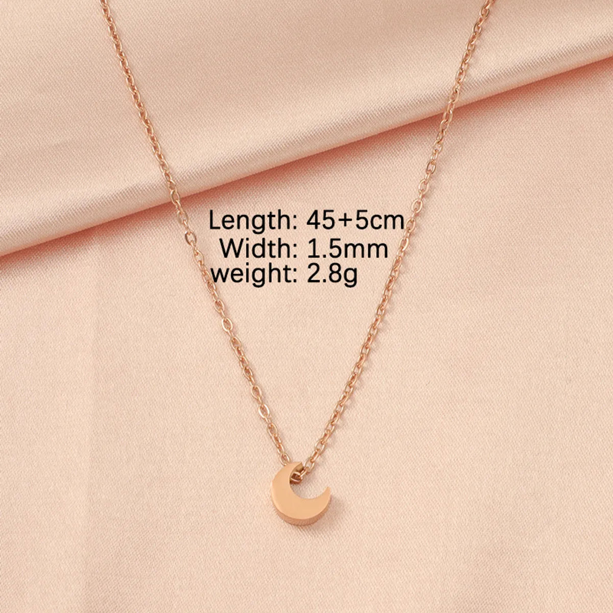 Stainless Steel 18K Gold Plated Lady Simple Style Star Moon Heart Shape None Pendant Necklace