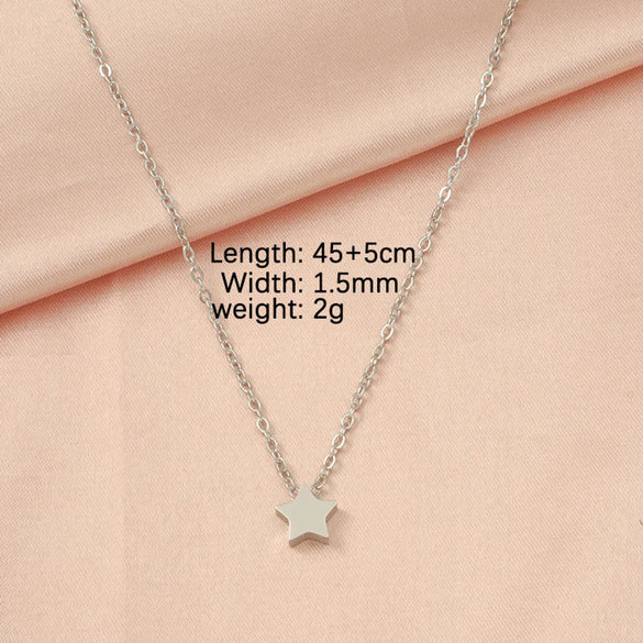 Stainless Steel 18K Gold Plated Lady Simple Style Star Moon Heart Shape None Pendant Necklace