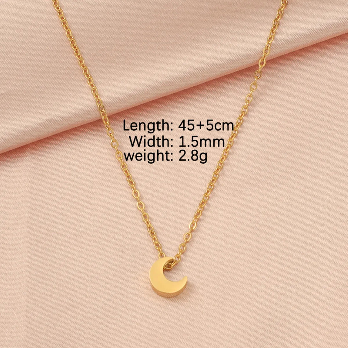 Stainless Steel 18K Gold Plated Lady Simple Style Star Moon Heart Shape None Pendant Necklace