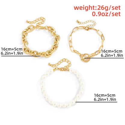 Lady Solid Color Artificial Pearl Alloy Wholesale Bracelets