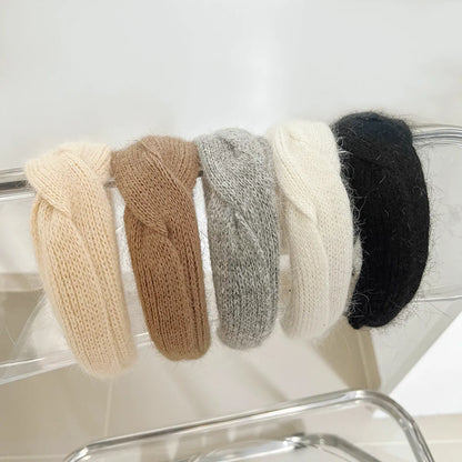 Lady Solid Color Knit Handmade Hair Band