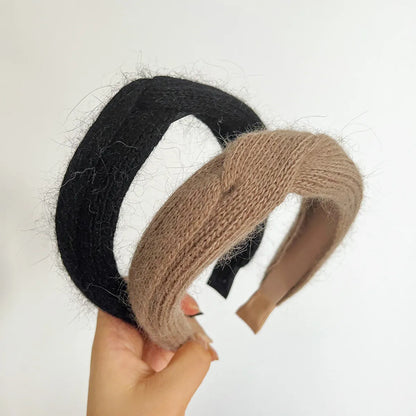 Lady Solid Color Knit Handmade Hair Band