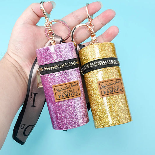 Lady Solid Color Pvc Pu Leather Alloy Women'S Bag Pendant Keychain