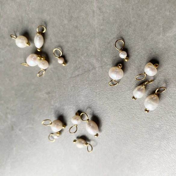 1 Set Stainless Steel Freshwater Pearl Freshwater Pearl 14K Gold Plated Rose Gold Plated Solid Color Polished Pendant