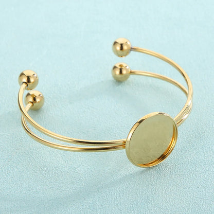 Lady Solid Color Stainless Steel 18K Gold Plated Cuff Bracelets In Bulk