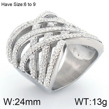 Lady Solid Color Titanium Steel Inlay Zircon Rings