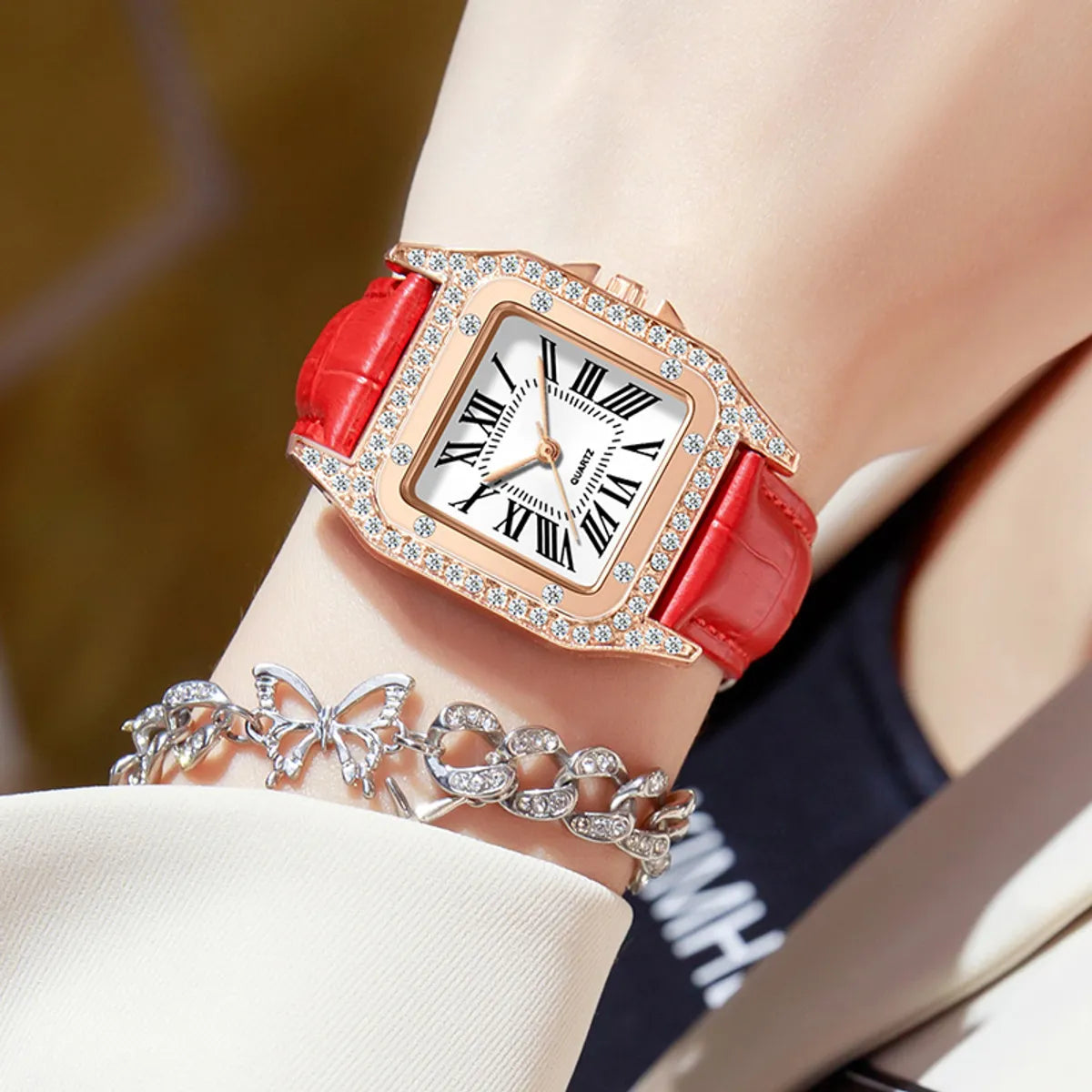 Lady Square Buckle Quartz Women'S Watches