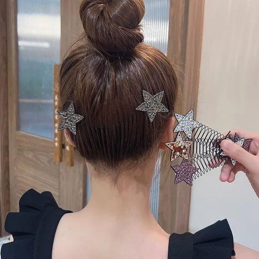 Lady Star Rhinestone Knitting Insert Comb