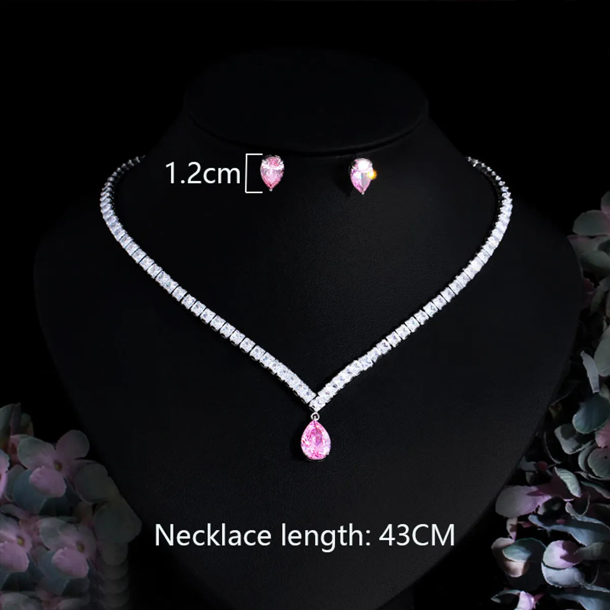 Lady Star Water Droplets Heart Shape Copper Plating Inlay Artificial Gemstones White Gold Plated Rhodium Plated Earrings Necklace