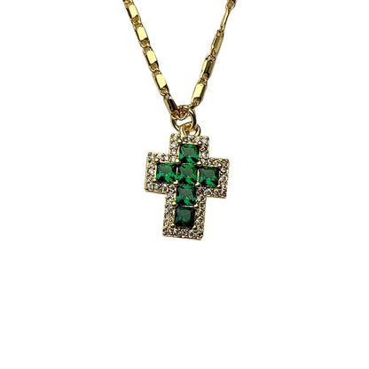 Lady Streetwear Cross Copper Rhinestones Pendant Necklace In Bulk