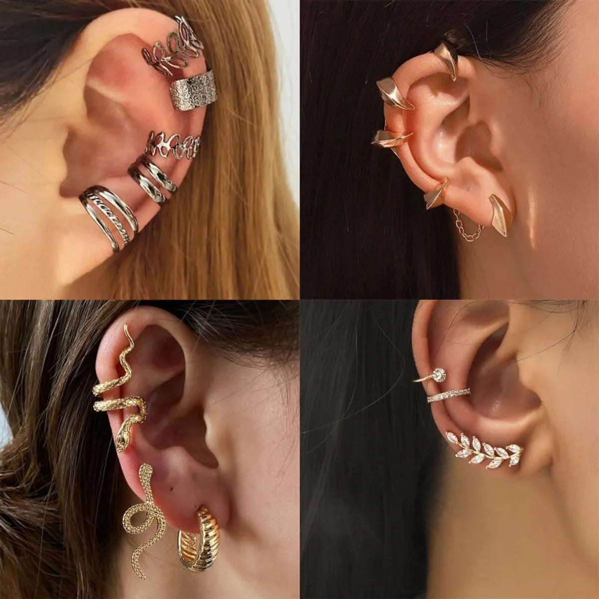 Lady Streetwear Shiny Animal Metal Copper Plating Inlay Rhinestones Pearl Zircon 18k Gold Plated Gold Plated Silver Plated Women's Ear Clips Ear Studs