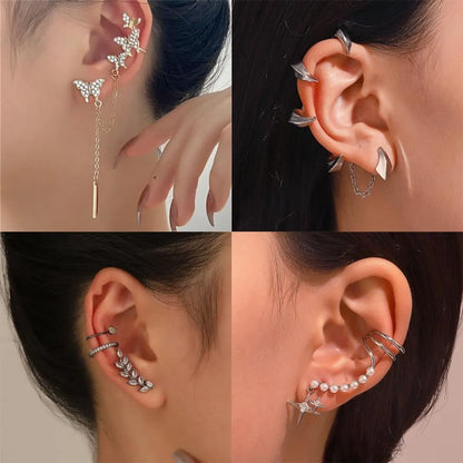 Lady Streetwear Shiny Animal Metal Copper Plating Inlay Rhinestones Pearl Zircon 18k Gold Plated Gold Plated Silver Plated Women's Ear Clips Ear Studs