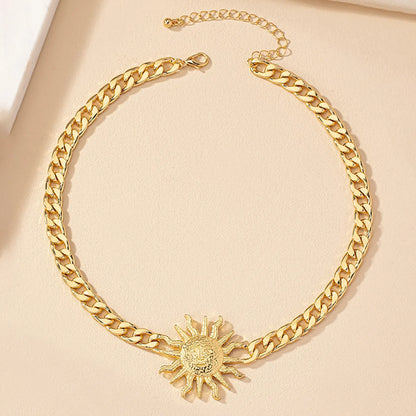 Lady Streetwear Sun Alloy Plating 14k Gold Plated Women'S Necklace