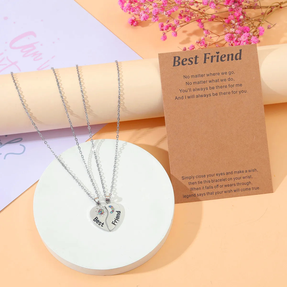 Lady Sun Moon Heart Shape Alloy Zinc Alloy Plating Inlay Rhinestones Rhodium Plated Women's Pendant Necklace