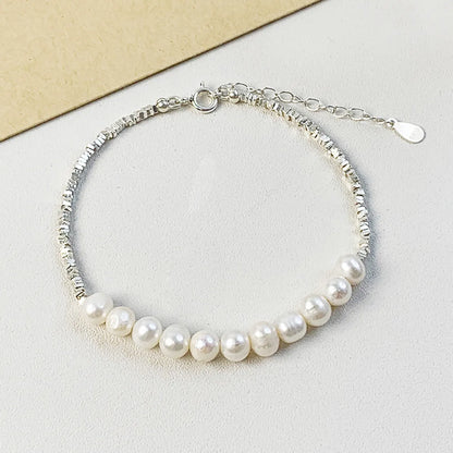 Lady U Shape Freshwater Pearl Sterling Silver Beaded Plating Bracelets