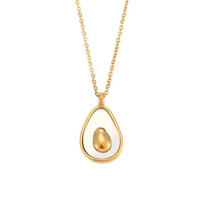 Wholesale Jewelry Lady Water Droplets 304 Stainless Steel Shell 18K Gold Plated Inlay Necklace