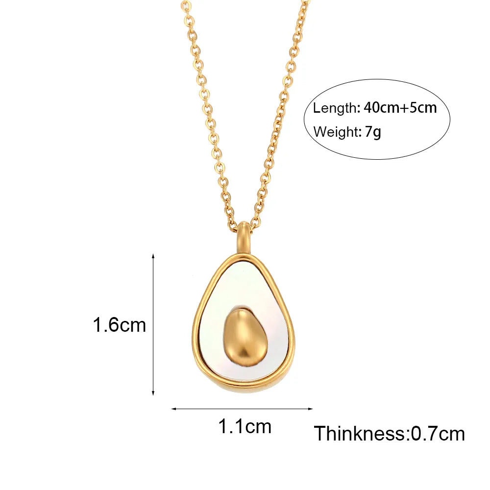 Wholesale Jewelry Lady Water Droplets 304 Stainless Steel Shell 18K Gold Plated Inlay Necklace