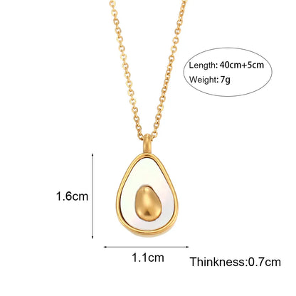 Wholesale Jewelry Lady Water Droplets 304 Stainless Steel Shell 18K Gold Plated Inlay Necklace