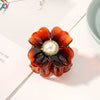 Large Acrylic Floral Pearl Hair Claw Clip For Women Handmade Pastoral Style Hairpin With Elegant Flower Design