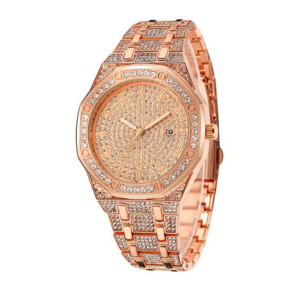 Large Dial Full Of Stars  Diamond-Set Calendar Steel Strap Watch  Hot-Selling Men'S Steel Strap Watch Gooddiy Wholesale